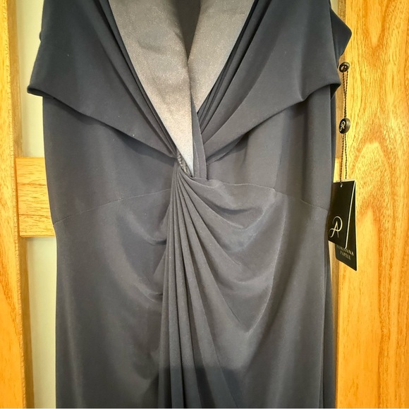Adrianna Papell Sleeveless Tuxedo Twist Front Prom Gown MOB Navy Evening Dress 8 - Picture 9 of 15